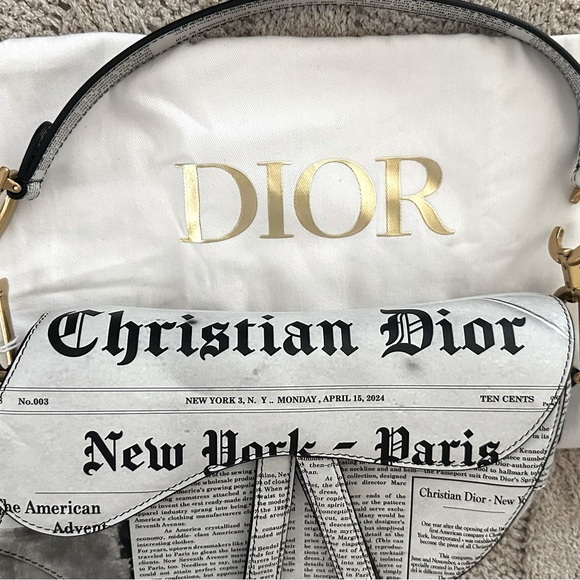 Dior Limited Edition Saddle Calfskin Bag with Newspaper Print - Picture 11 of 12